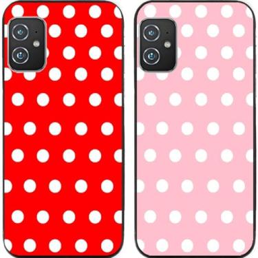 Imagem de 2 peças de capa de telefone traseira de silicone em gel TPU com bolinhas vermelhas e rosa para Asus Zenfone 8/9/10 (Asus Zenfone 8)