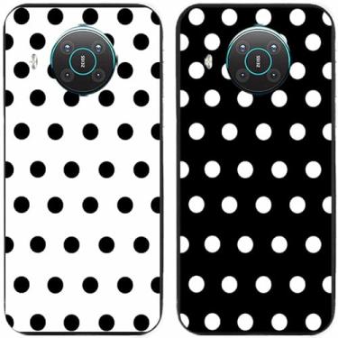 Imagem de 2 peças preto branco bolinhas impressas TPU gel silicone capa de telefone traseira para Nokia todas as séries (Nokia X10 / X20)