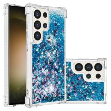 Imagem de OOPKINS Capa ultrafina de plástico para Samsung Galaxy S24 com glitter, transparente, brilhante, líquido, brilhante, para mulheres, meninas, capa de proteção de lente de silicone TPU macio para Galaxy