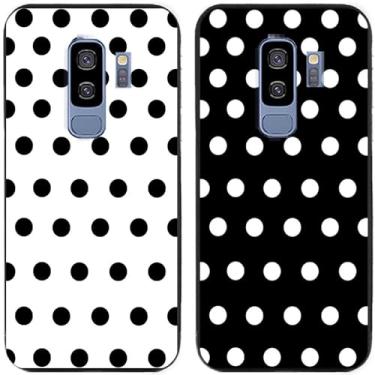 Imagem de 2 peças de capa de telefone traseira preta e branca com bolinhas impressas TPU gel silicone para Samsung Galaxy todas as séries (Galaxy S9 Plus / S9+)