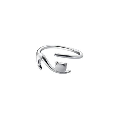 Imagem de Chereda Anéis de animais de prata para mulheres e adolescentes, anéis bonitos banhados a prata branca para meninas adolescentes, anéis abertos para mulheres, anéis de humor, presentes para mulheres e