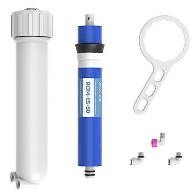 Imagem de MewMore Filtro de membrana RO 50 GPD com invólucro, membrana de osmose reversa de substituição adequada para casa embaixo da pia RO filtro de água potável sistema de filtragem com chave inglesa,