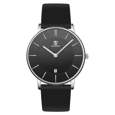 Imagem de BEN NEVIS Relógio masculino, relógio de pulso minimalista, moderno, simples, analógico, data, com pulseira de couro, 43-GJ-AllBlack, relógio feminino