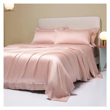 Imagem de Jogo de cama de seda para cama de casal saudável, conjunto de edredom Queen e fronhas (rosa king)