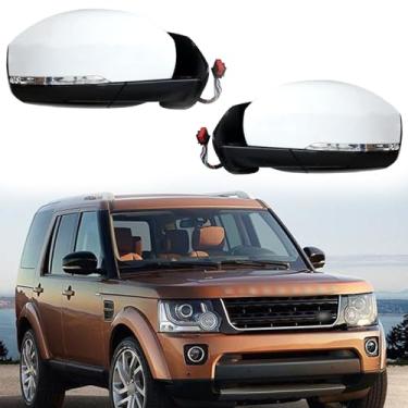 Imagem de Substituição de espelho lateral adequado para Land Rover Discovery 2014 2015 2016 4 montagem de espelhos laterais espelhos retrovisores de carro espelho retrovisor lateral dobrável elétrico, luz de