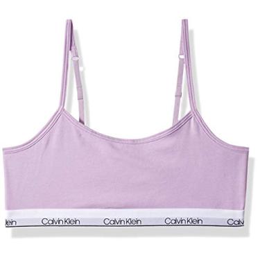 Imagem de Calvin Klein Sutiã de treinamento de algodão para meninas com alças ajustáveis, pacote com 2, Lilás, Medium