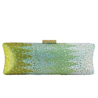 Imagem de Boutique De FGG Bolsas de noite longas e bolsas femininas formais de strass bolsa clutch de cristal de casamento, mini, Verde dégradé, Small