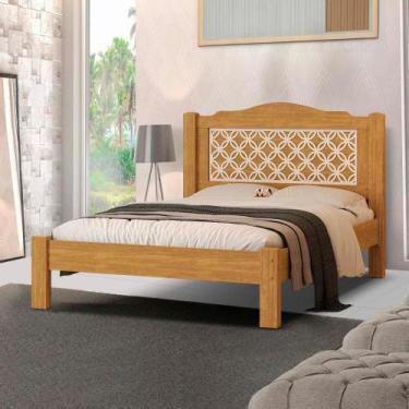 Imagem de Cama Casal Com Cabeceira 100% Mdf Cinamomo Off White - Fênix