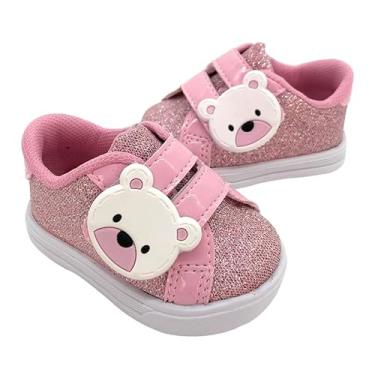 Imagem de Tênis Sapatinho Infantil Menina Menino Urso Com Brilho Para Bebês (Rosa, BR, Bebê, Numérico, 22)