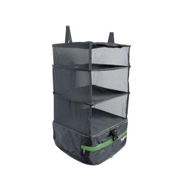 Imagem de Prateleiras de viagem portáteis para pendurar Stow-N-Go, organizador de malas para bagagem. Armário de transporte para roupas. Cubo de embalagem expansível. Essenciais de viagem. (Cinza escuro - G, G