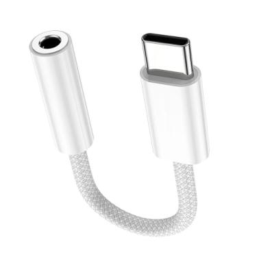 Imagem de [32 bits/384 KHz] USB C para adaptador de fone de ouvido de 3,5 mm, cabo de conector de áudio USB C para fone de ouvido, cabo Hi-Fi DAC compatível com taxa de amostragem de áudio, compatível com