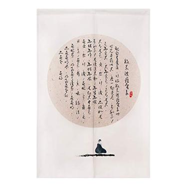 Imagem de Cortina de porta japonesa Noren Tapeçaria de algodão linho blackout cortinas de porta painel decoração de parede coração chinês Sutra 73,7 cm x 119,4 cm