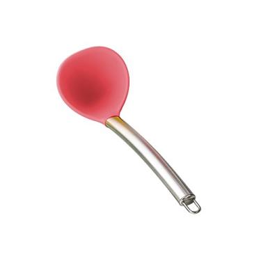 Imagem de Concha de Silicone Rosa com Cabo em Inox - Lyor Classic - 31 cm