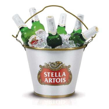 Imagem de Balde De Gelo Cerveja Stella Artois Licenciado De Alúminio - Branco