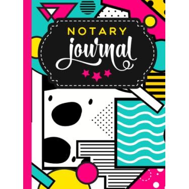 Imagem de Hardcover Notary Journal: 8.5x11 Large Notarial Logbook/With 200 Numbered Pages - Two Record Logs Per Page / 400 Records/Ledger Book Gift For ... / Colorful Artsy Geometric - Pop Art Pattern