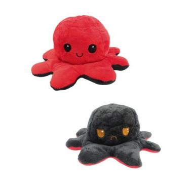 Imagem de Polvo Do Humor Polvo De Pelúcia Reversível - KINGLEEN, Vermelho e pret