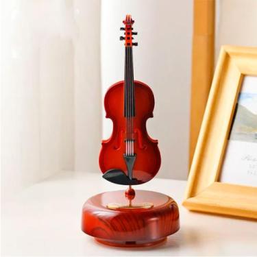 Imagem de Caixinha de Música Rotativo Instrumento Musical Violão Violino - Caixi