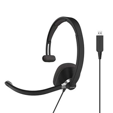 Imagem de Koss CS295-USB Fone de ouvido de comunicação unilateral supra-auricular, microfone eletreto com cancelamento de ruído, braço flexível para microfone, com fio com plugue USB, preto