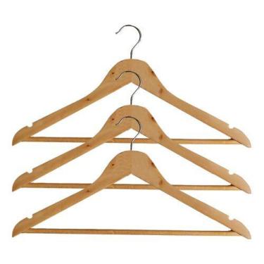 Imagem de Cabide De Madeira Com Gancho Organizador P/ Roupas 3 Cabide - Paramoun