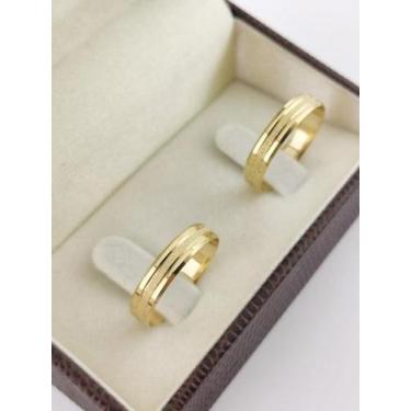 Imagem de Par alianças de ouro 18k 4mm 4 gramas quadradas - Sheju Joias