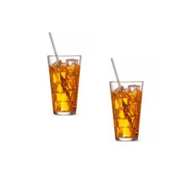 Imagem de Kit 2 Canudos 100% Inox Reutilizável Reto 21cm Lavável - Mimo ,  Prata