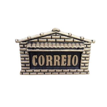 Imagem de Caixa de Correio Casinha Frente Aluminio Preto e Dourada - Real - Fico
