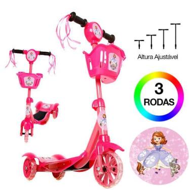 Imagem de Patinete de Menina Princesinha Sofia 3 Rodas Criança Com Led - Art Bri