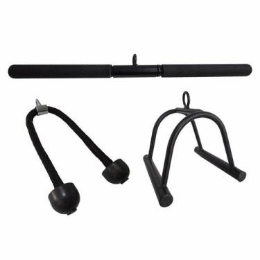 Imagem de Kit 3 Barras Puxadores Triceps Pulley Reto Corda E Triângulo - Famafit