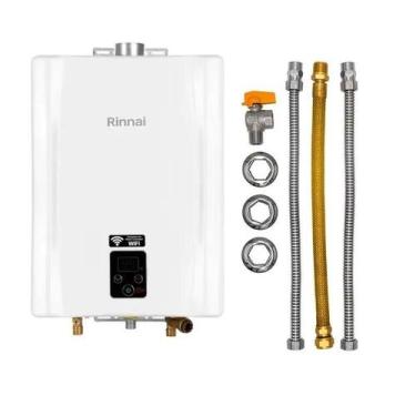 Imagem de Aquecedor de Água a Gás Rinnai E21 FEH 21 Litros Branco Gás GN + Kit L
