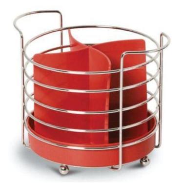 Imagem de Porta Talher Organizador Redondo Vermelho 338-5 Niquelart