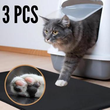 Imagem de Kit com 3 Tapetes Coletor de Areia Gato 200 Lavagens - 70x50 Preto - A