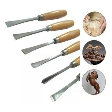 Imagem de Kit 6 Goivas Formão Madeira Artesanato Entalhe Escultura Pro - Corneta