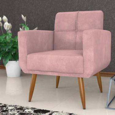 Imagem de Poltrona Decorativa para Sala Lages Veludo Turkey Rosa - Mais de Casa