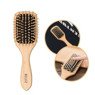 Imagem de Escova de Cabelo Belliz Almofadada Cerdas de Madeira Reduz Frizz 20,5c