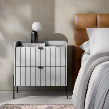 Imagem de mesa de cabeceira em madeira mdf branca moriah 60cm moderna - Aprire M