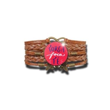 Imagem de Pulseira Feminina Ajustável com a frase "Foco Força e Fé" - RECANTOAST