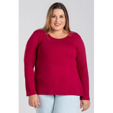 Imagem de Blusa Manga Longa Mullet Feminina Plus Size em Malha de Viscose com El