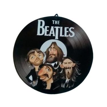 Imagem de Placa Disco de Vinil Decorativo em Madeira Star - The Beatles - Retrof