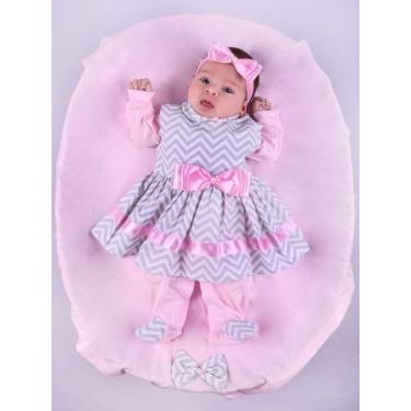 Imagem de Saida de Maternidade Para Bebe Menina 04 peças Azul Poa Eliza Roupas P
