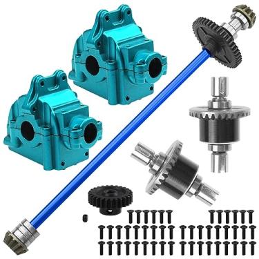 Imagem de ShareGoo Metal Gearbox Housing Differential Cover & Differential Gear Set & Central Drive Shaft Compatible with WLtoys 144010 144001 144002 1/14 RC Car Upgrade Part (Blue)