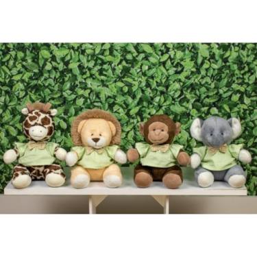 Imagem de Kit Pelucia Safári Provence Leão, Elefante, Macaco E Girafa 22 Cm (XADREZ DE VERDE)