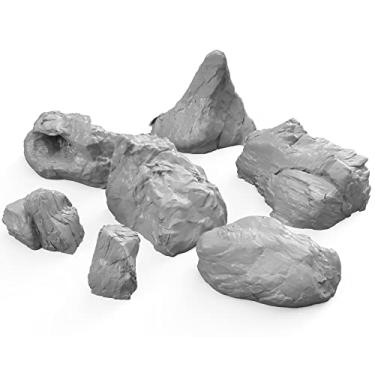 Imagem de 3DEGOS Stone Boulder Rock Set DND Terrain 28mm for Dungeons and Dragons, D&D, Pathfinder, Warhammer 40k, RPG, Miniatures, Age of Sigmar, Tabletop, D and D, Dungeons and Dragons Gifts
