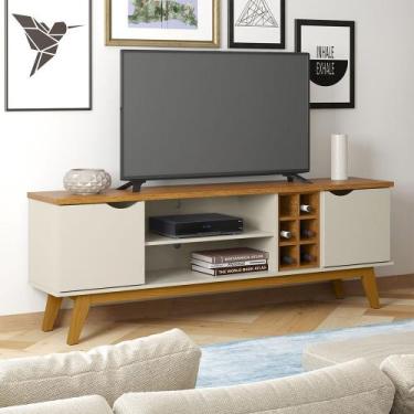 Imagem de Rack para TV até 60 Polegadas Prism 1.8 Patrimar Off White Cumaru - Pa