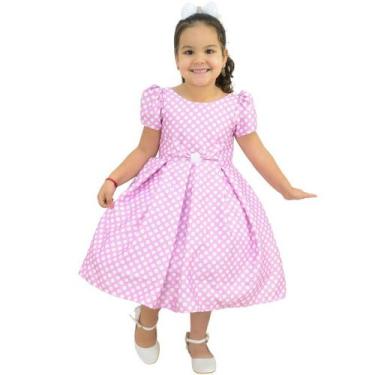 Imagem de Vestido Infantil Rosa Poá Bolinhas Brancas - Moderna Meninas, 10 - 7 a