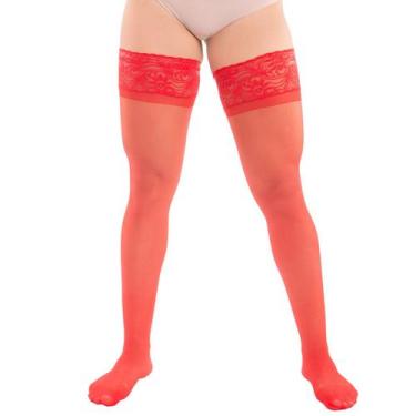 Imagem de Meia Calça 7/8 Renda Silicone Fio 15 Elastano Selene 9630, Vermelho, Ú