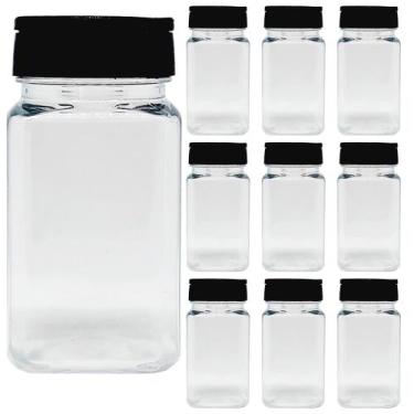 Imagem de Kit 10 Potes De Plastico 170ml Porta Tempero Com Tampa Dosadora Dupla 