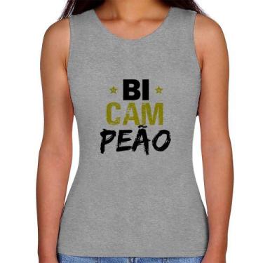 Imagem de Regata Feminina BiCAMpeão - Foca na Moda, Cinza, P
