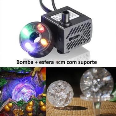 Imagem de Bomba Submersa Led 180l/h + Bola Esfera de Vidro 4cm + Suporte - Mingy