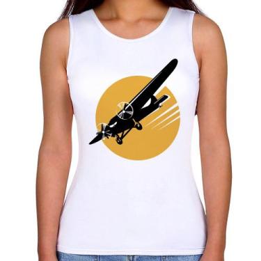 Imagem de Regata Feminina Avião Bimotor - Foca na Moda, Branco, M