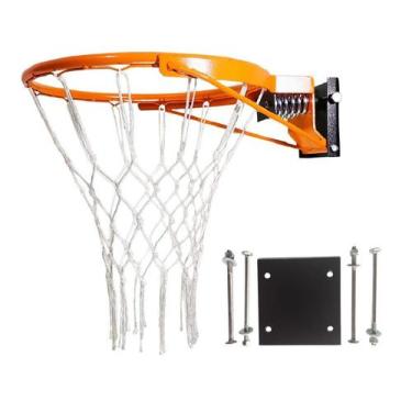 Imagem de Aro De Basquete Oficial Retrátil Com Molas, Rede, Flange e Parafusos -